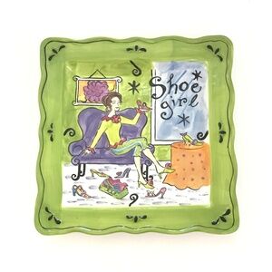 Whimsical “Shoe Girl” Ceramic Plate Jennifer Brinley Certified International